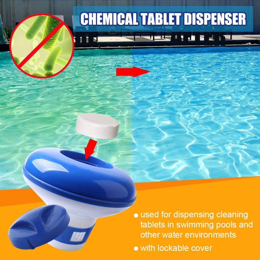 100g/3.5oz Swimming Pool Cleaning Tablet with 1pcs Tablet Dispenser 50pcs PH Test Papers Swimming Pool Guard Pool Care Accessory