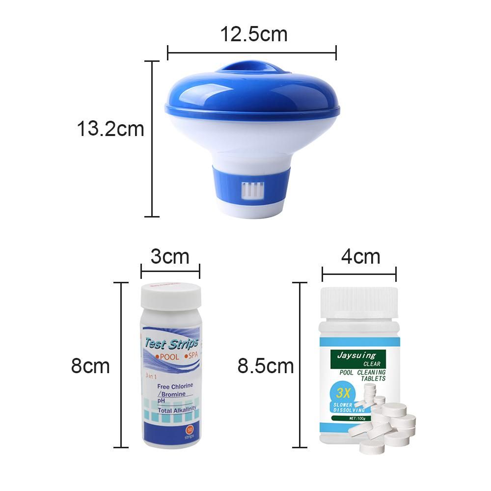 100g/3.5oz Swimming Pool Cleaning Tablet with 1pcs Tablet Dispenser 50pcs PH Test Papers Swimming Pool Guard Pool Care Accessory