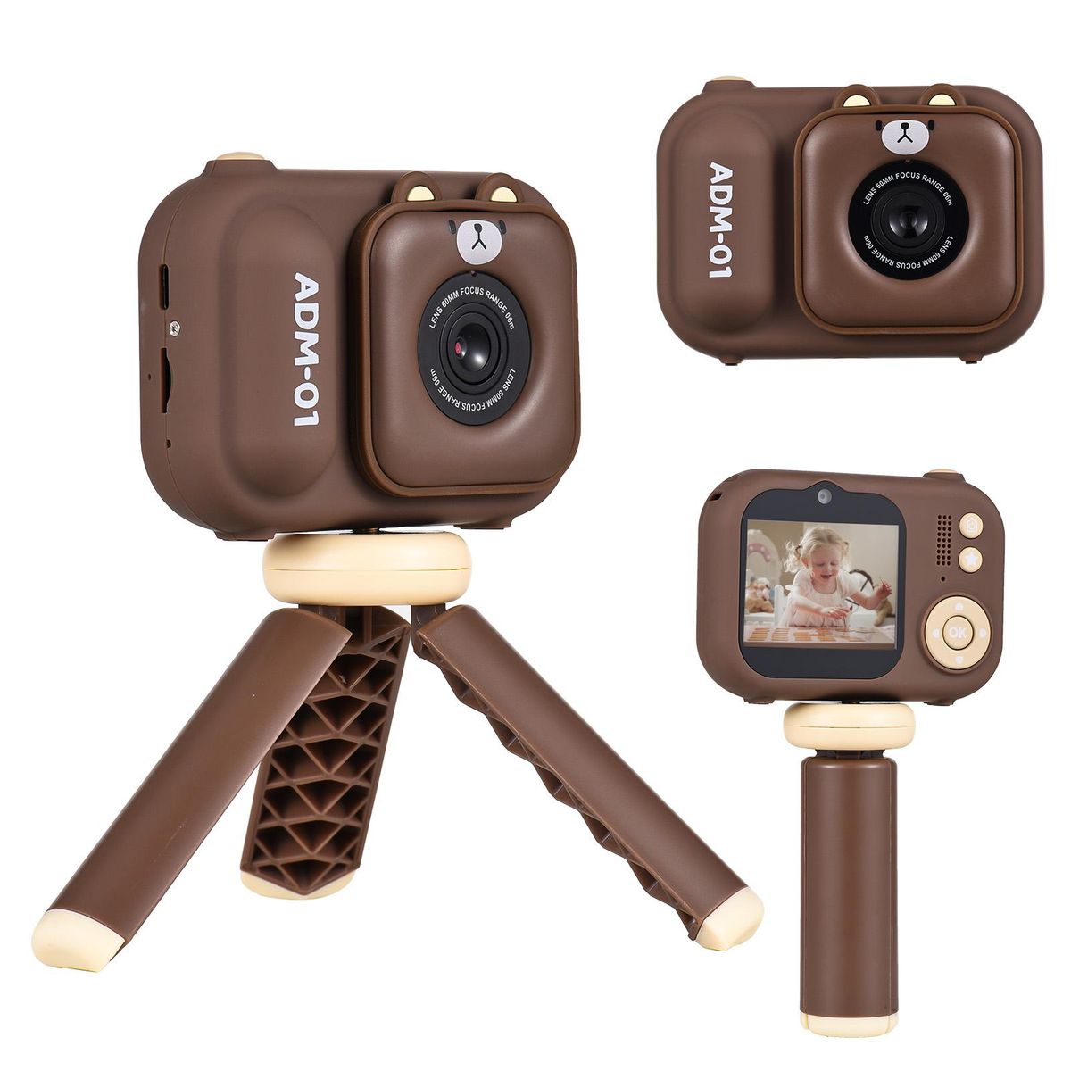 1080P Kids Digital Camera Mini Video Camera for Kids 48MP 2.4 Inch IPS Screen Dual Lens Built-in Battery with 32GB Memory Card & Card Reader & Desktop Tripod Birthday Christmas Gift for Boys Girls