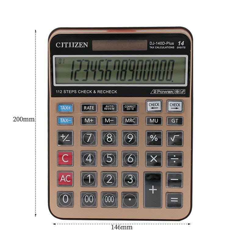 14 Digit Scientific Calculator Solar AA Battery Dual Energy General Purpose Calculators Programmer Office Stationery Supplies 14.5X19X3CM