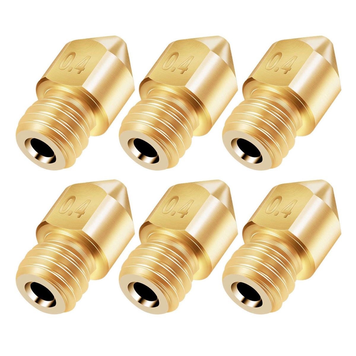 6PCS 3D Printer Brass Copper Extruder Nozzle MK8 0.4mm for Creality CR-6 SE 3D Printer 1.75mm Filament