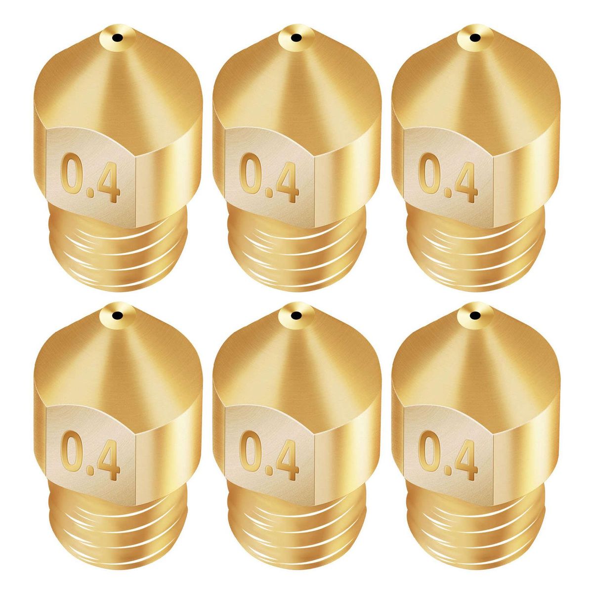 6PCS 3D Printer Brass Copper Extruder Nozzle MK8 0.4mm for Creality CR-6 SE 3D Printer 1.75mm Filament