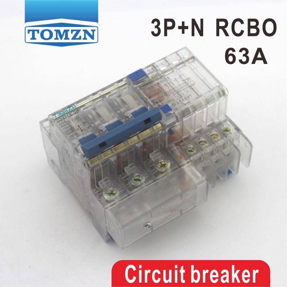 Residual 63A Current 3P+N 50HZ DZ47LE 400V~ 60HZ Circuit