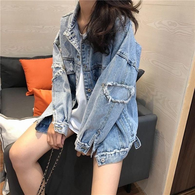 5 Ripped Denim Jacket for Women 2022 Spring and Autumn New Loose BF Style Retro Jacket Student Salt Style Fried Street Clothes Fashion