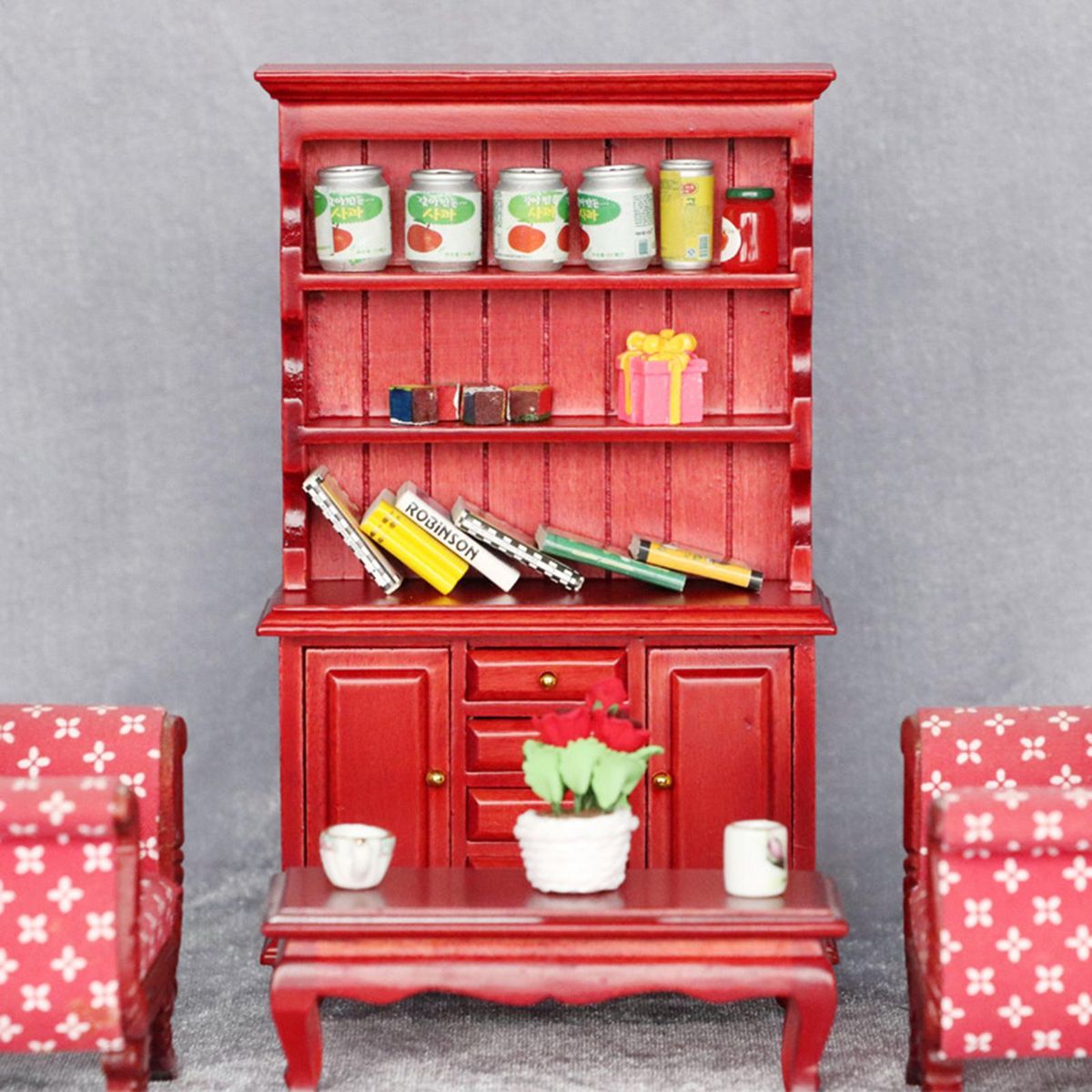 Dollhouse Bookshelf Dollhouse 112 Scale Bookcase Red Wood