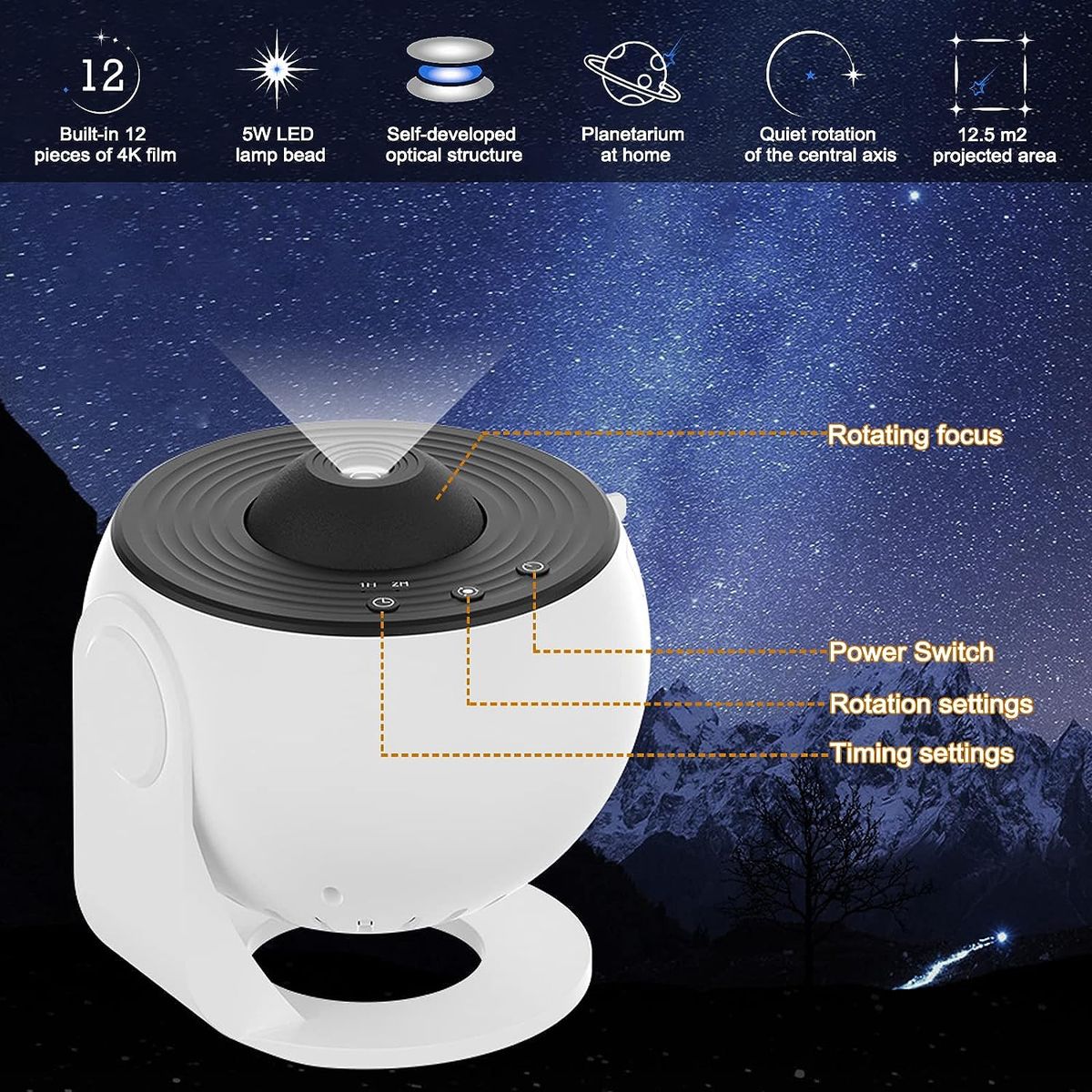 12 In 1 Planetarium Galaxy Star Projector For Bedroom Decor