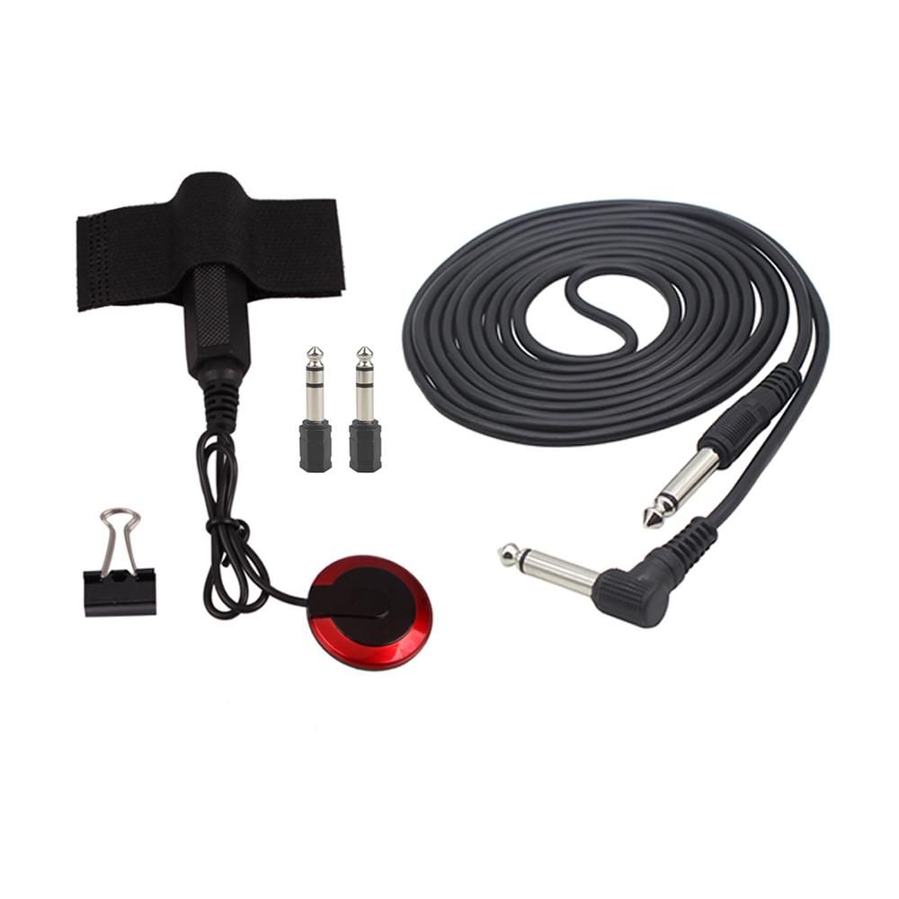 Universal String Instrument Pickup Set with Pickup + 6.35mm Audio Cable + 2pcs 6.35mm to 3.5mm Adapters + Metal Clip for Guitar Violin Ukulele Musical Instrument Accessories