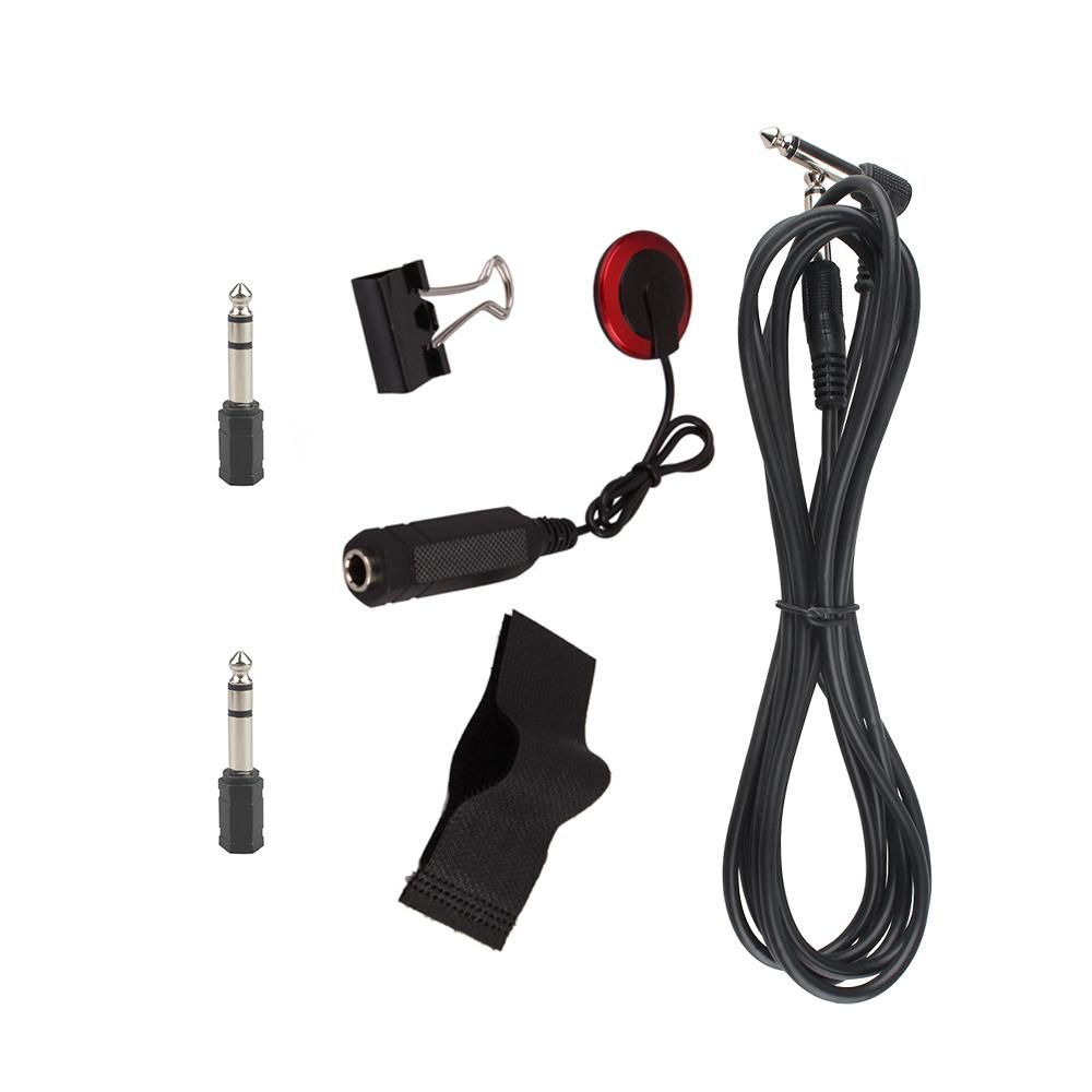 Universal String Instrument Pickup Set with Pickup + 6.35mm Audio Cable + 2pcs 6.35mm to 3.5mm Adapters + Metal Clip for Guitar Violin Ukulele Musical Instrument Accessories
