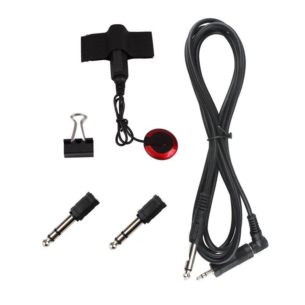 Universal String Instrument Pickup Set with Pickup + 6.35mm Audio Cable + 2pcs 6.35mm to 3.5mm Adapters + Metal Clip for Guitar Violin Ukulele Musical Instrument Accessories