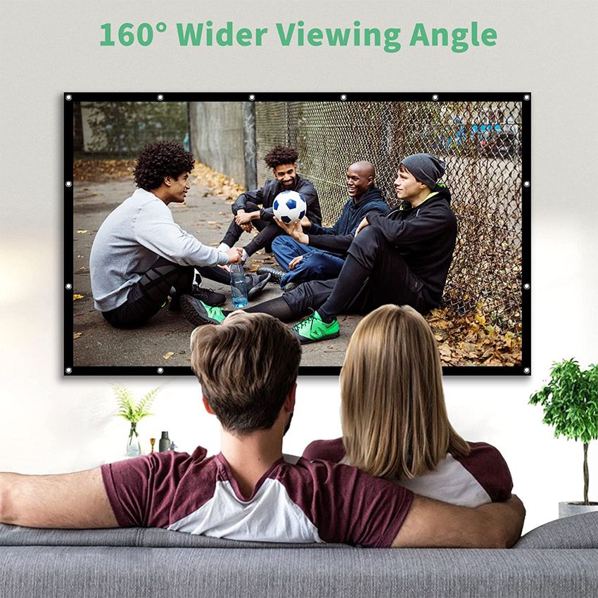 150'' Portable Manual Projector Screen HD 16:9 White Dacron