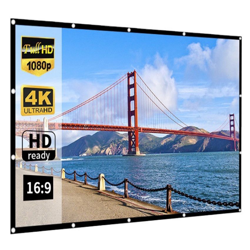 150'' Portable Manual Projector Screen HD 16:9 White Dacron