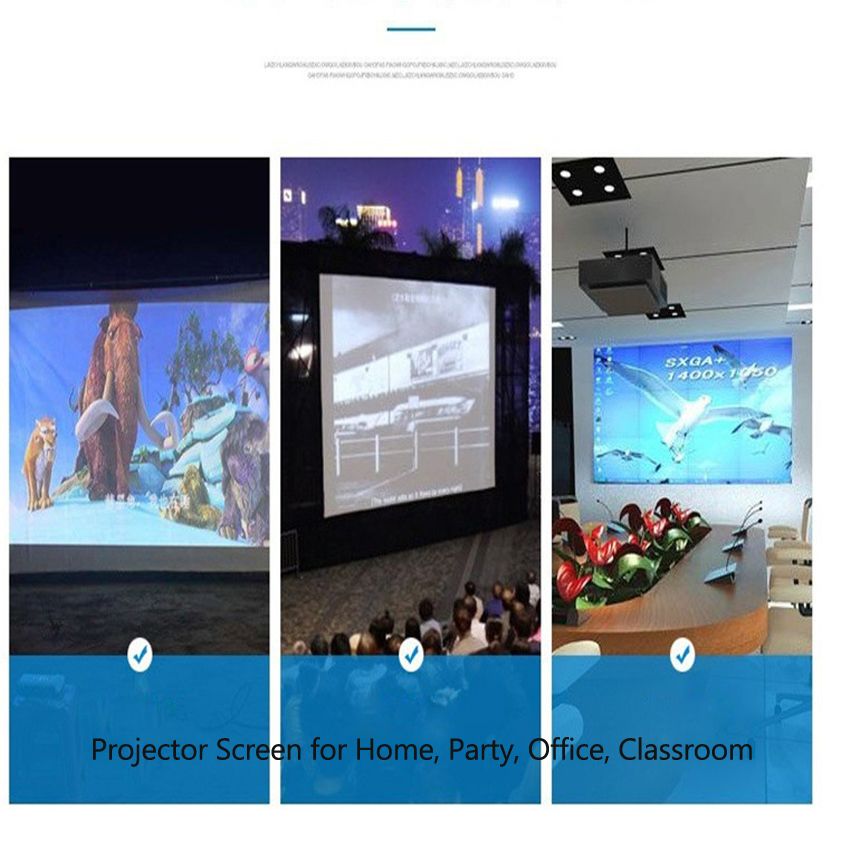150'' Portable Manual Projector Screen HD 16:9 White Dacron