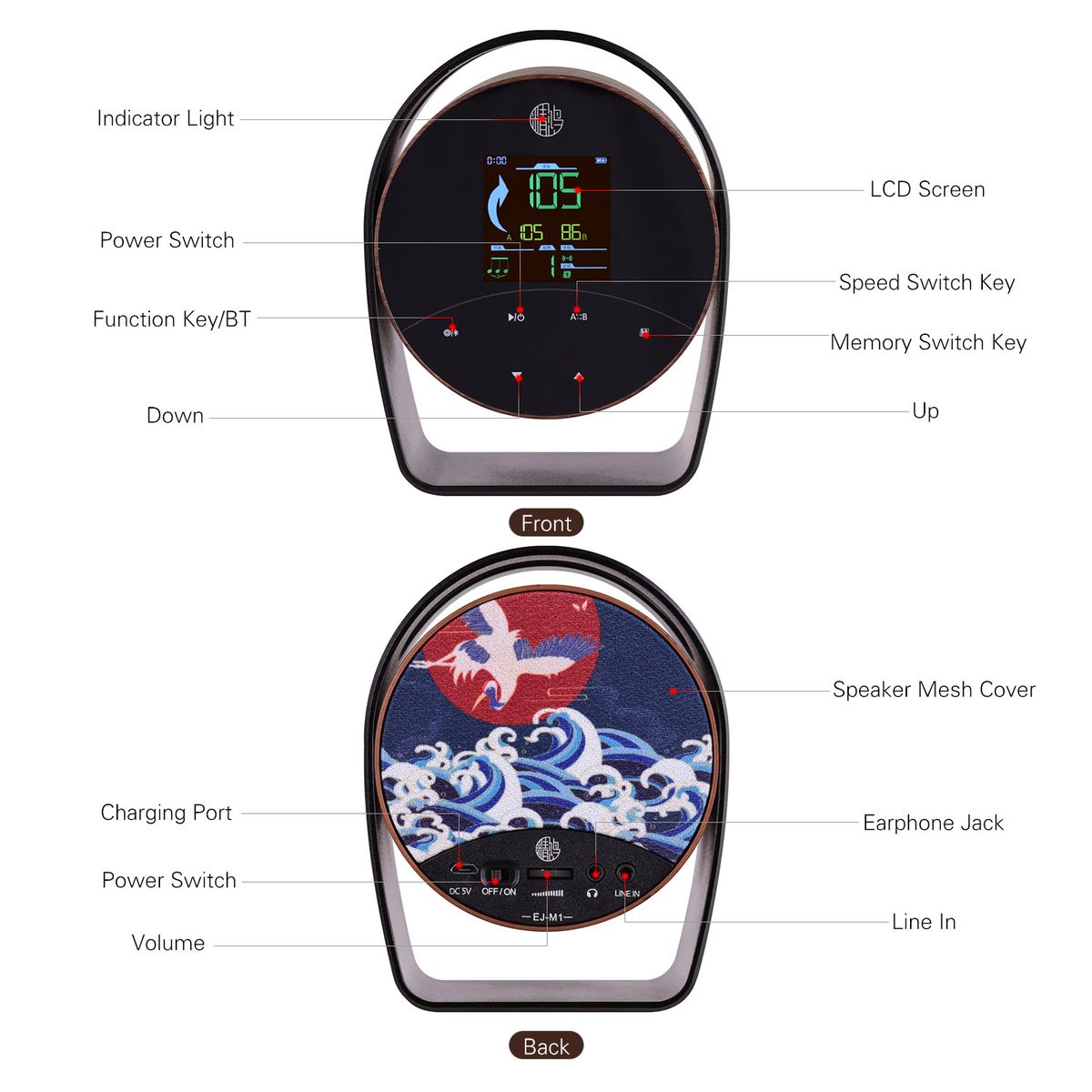 Multifunctional Metronome Changable Speed 3W Hi-Fi Wireless
