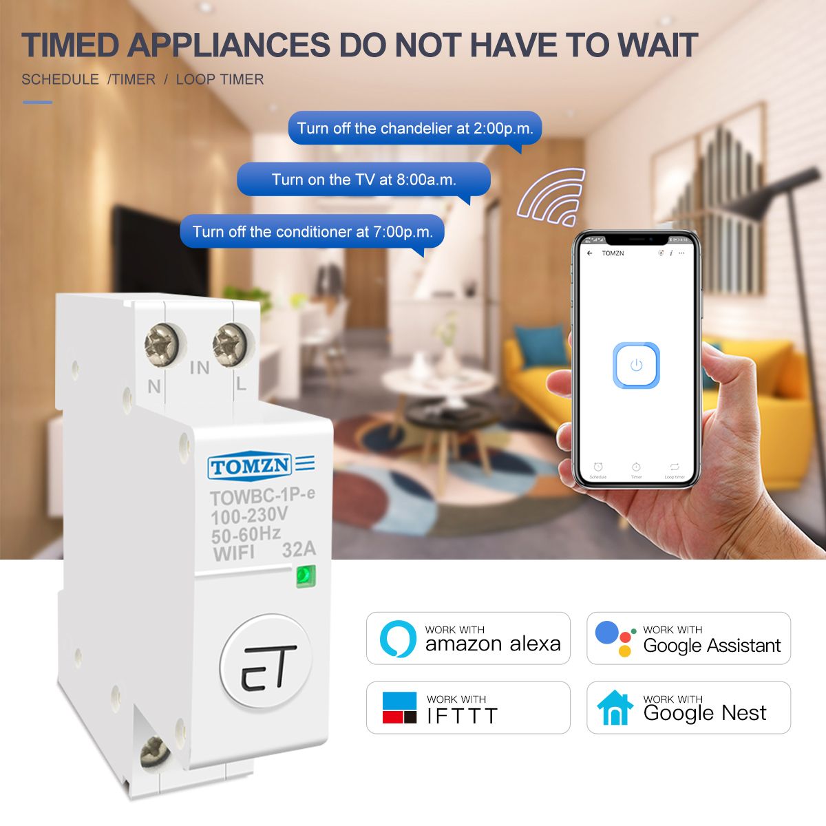 Din Rail WIFI Circuit Breaker Smart Switch Remote Control By Ewelink APP For Smart Ho
