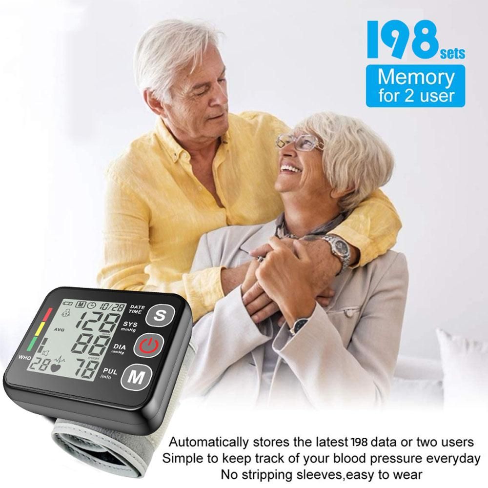 Household Automatic Wrist Digital Electronic Blood-Pressure Meter Portable Sphygmomanometer with English Voice Broadcast Function Powered By 2 AAA Batteries