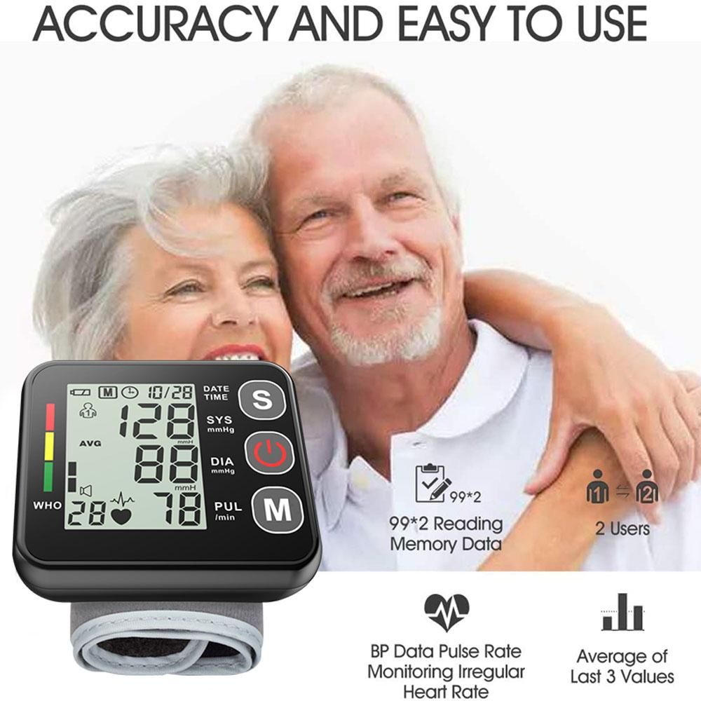 Household Automatic Wrist Digital Electronic Blood-Pressure Meter Portable Sphygmomanometer with English Voice Broadcast Function Powered By 2 AAA Batteries