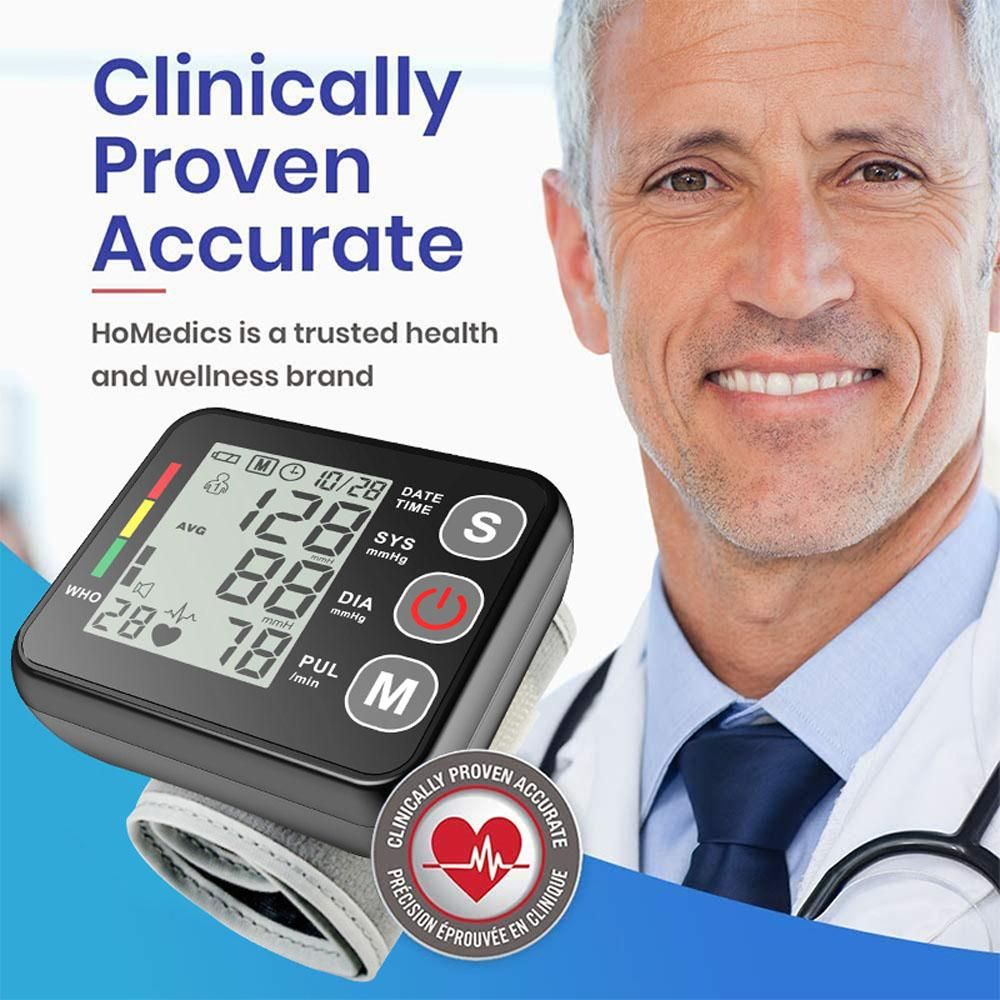 Household Automatic Wrist Digital Electronic Blood-Pressure Meter Portable Sphygmomanometer with English Voice Broadcast Function Powered By 2 AAA Batteries