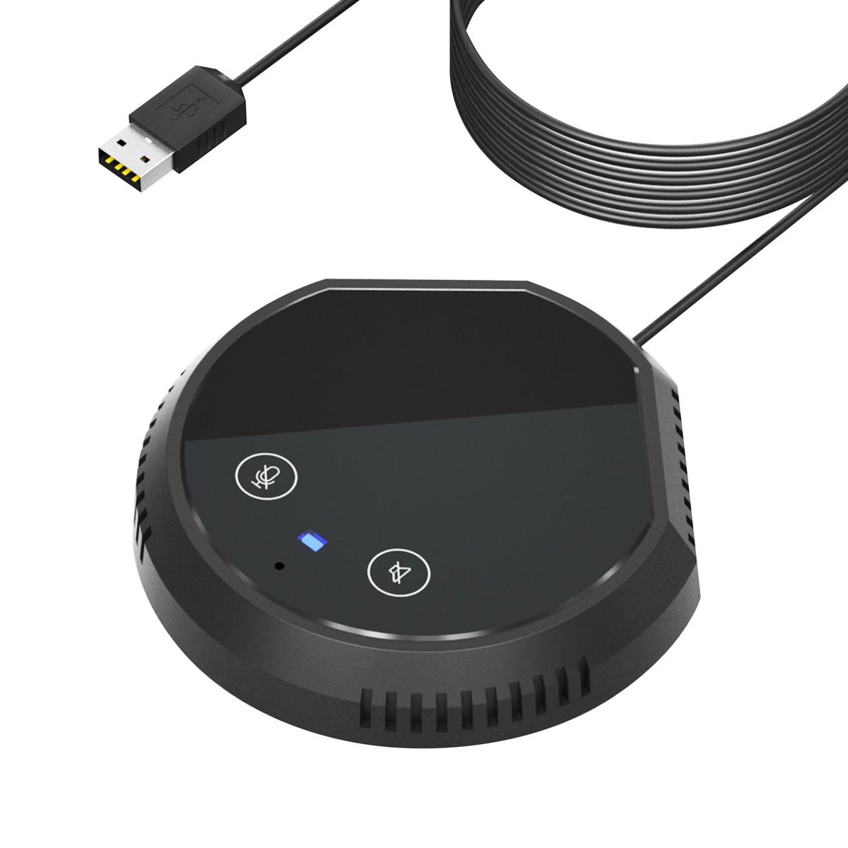 Desktop USB Conference Speakerphone Microphone 360° Omnidirectional Condenser Plug & Play PC Computer Mic Support BT Speaker Touch-Sensor Buttons Mute Function Compatible with Windows Mac for PC Laptop Video Conference Recor