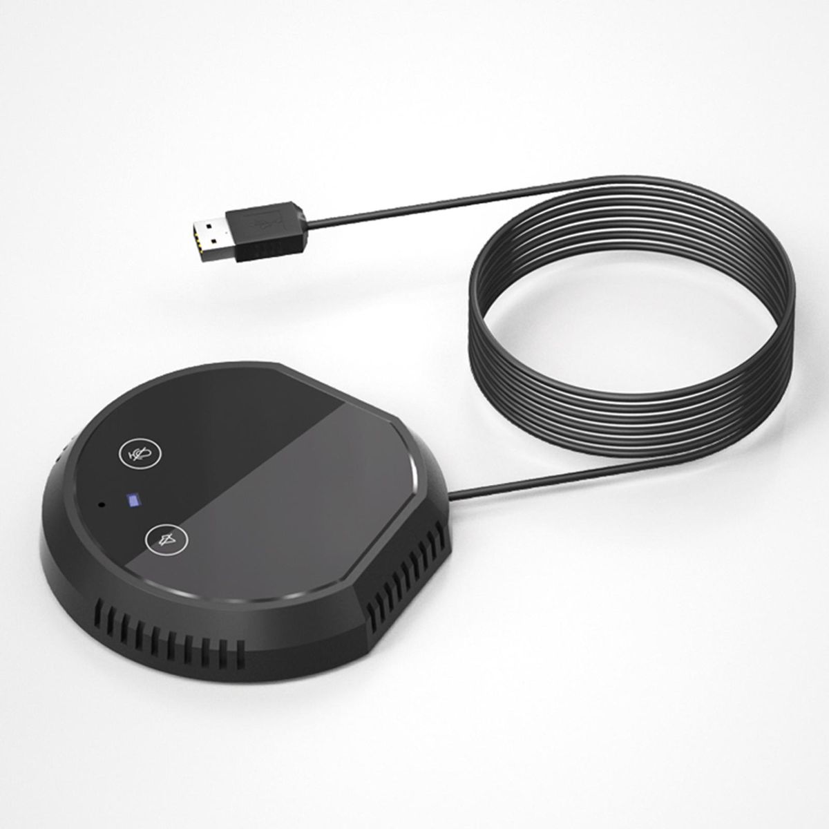 Desktop USB Conference Speakerphone Microphone 360° Omnidirectional Condenser Plug & Play PC Computer Mic Support BT Speaker Touch-Sensor Buttons Mute Function Compatible with Windows Mac for PC Laptop Video Conference Recor