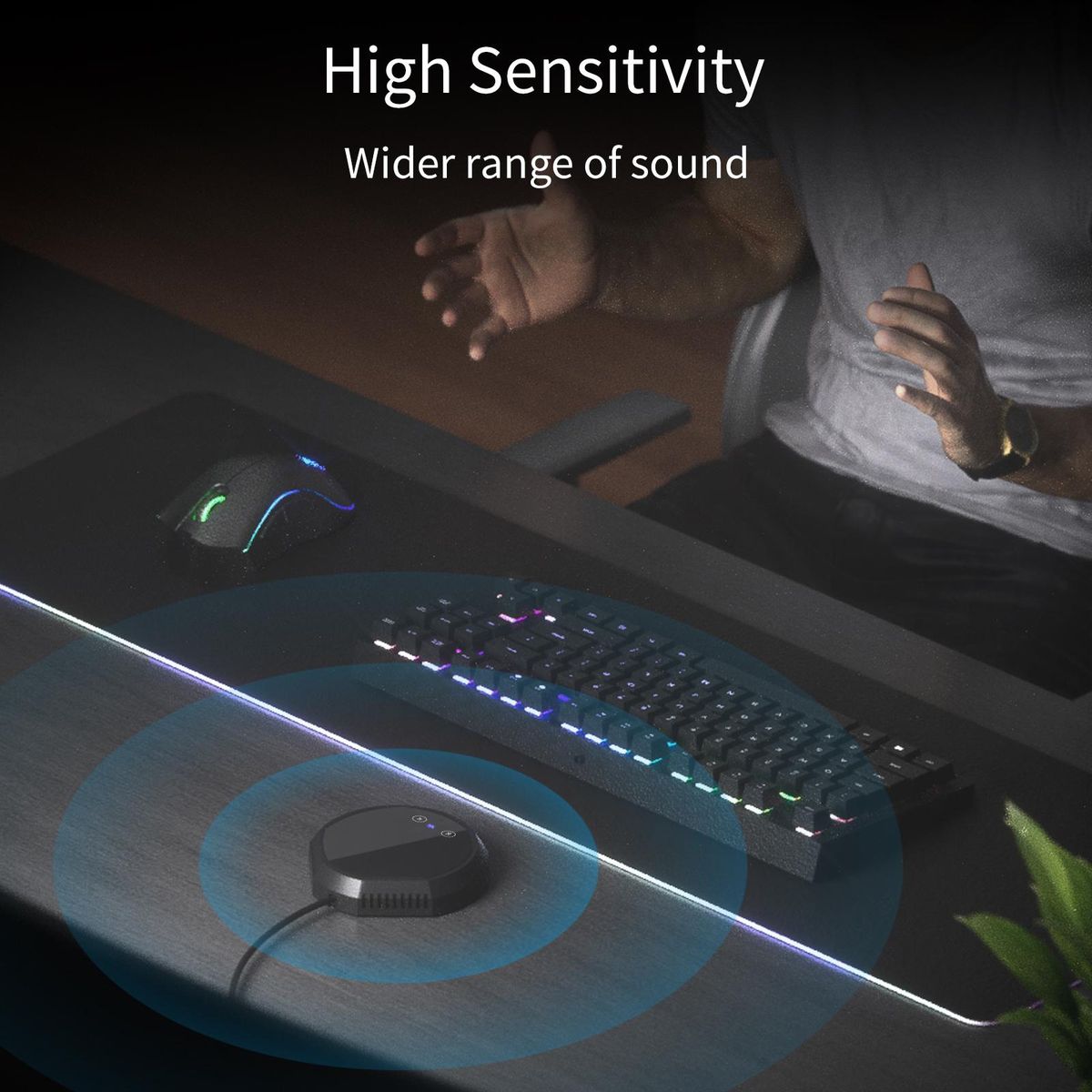 Desktop USB Conference Speakerphone Microphone 360° Omnidirectional Condenser Plug & Play PC Computer Mic Support BT Speaker Touch-Sensor Buttons Mute Function Compatible with Windows Mac for PC Laptop Video Conference Recor