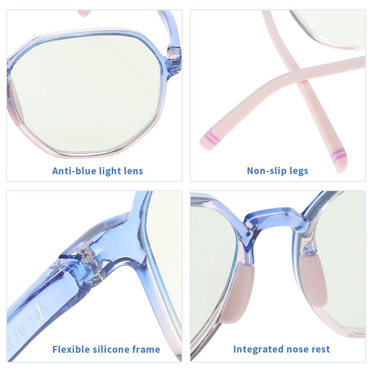 Kids Blue Light Blocking Glasses Anti Blue Ray Computer Glasses TR90 Lightweight Eyewear Frame