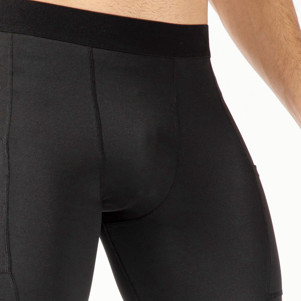 Men One Leg Tight Pants 3/4 Leggings Athletic Base Layer Men