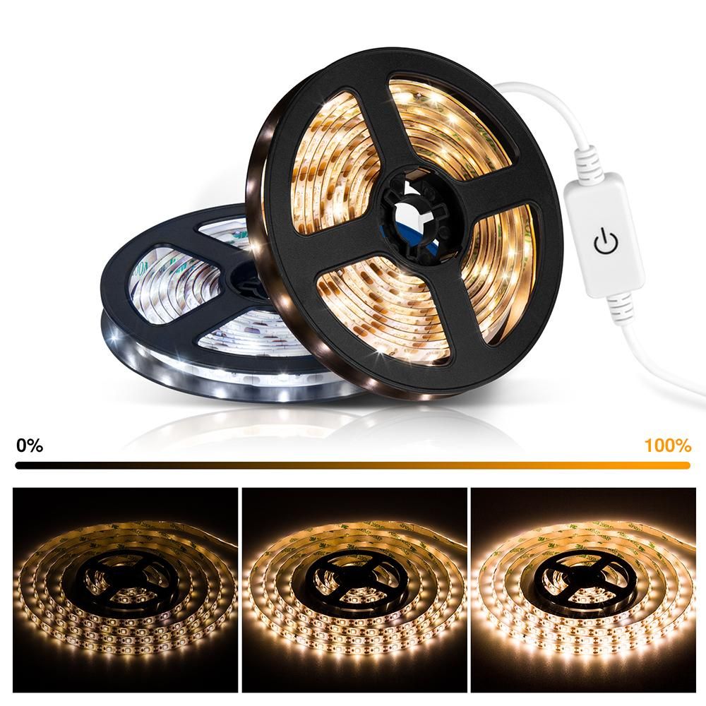 USB Dimmable LEDs Strips Light Touching Control 5m 300LEDs Rope Light for TV Computer Desktop Background Home Kitchen Decorative Lighting