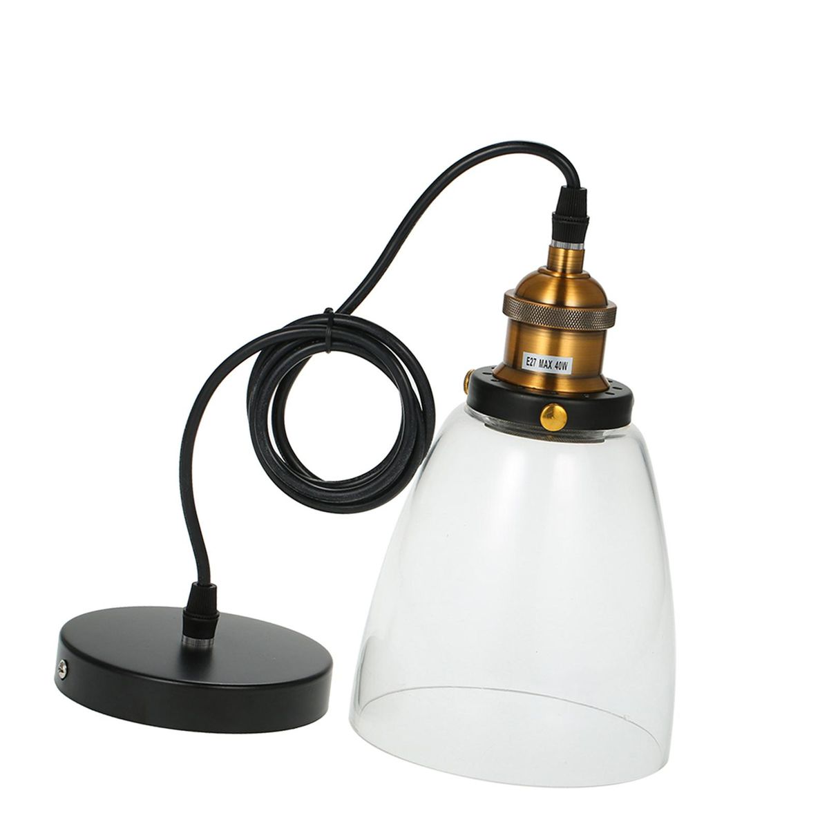 Tomshine Glass Pendant Light Lamp Retro Vintage E27 Bulb Base Socket Simple Compact Design for Restaurant Living Room Cafe Shop Bedroom