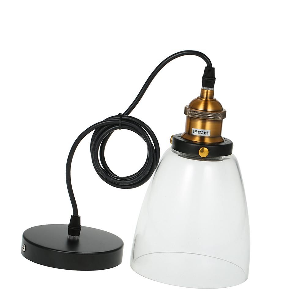 Tomshine Glass Pendant Light Lamp Retro Vintage E27 Bulb Base Socket Simple Compact Design for Restaurant Living Room Cafe Shop Bedroom