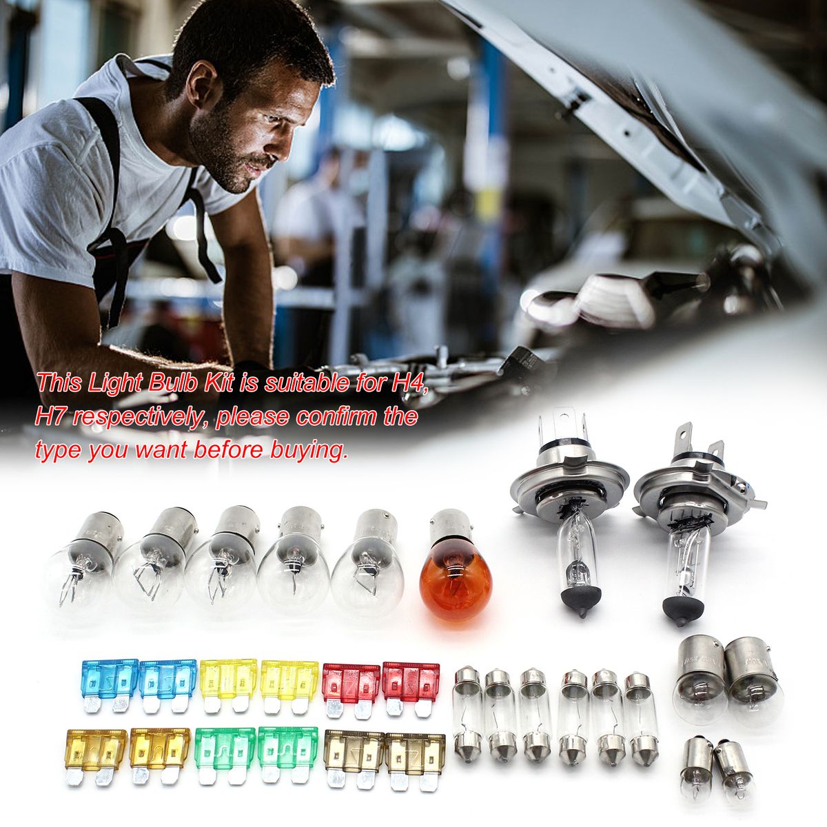 H4/H7 Emergency Light Bulb Fuse Car Kit Spares 30 Pcs 233