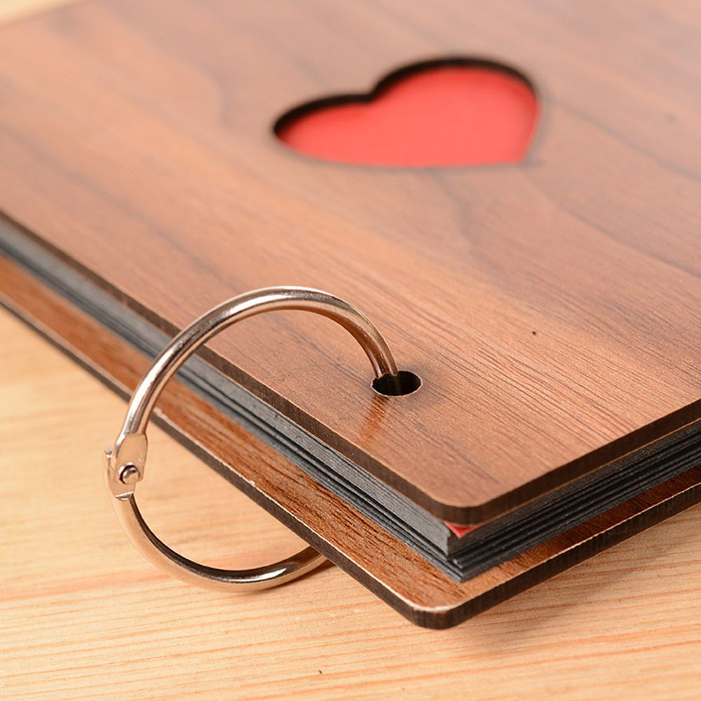 DIY Photo Album Wood Cover Anniversary Scrapbook 6 Inches