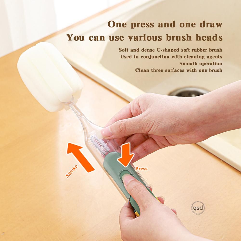 5 In 1 Cup Cleaning Brush Long Handle Sponge Baby Bottle