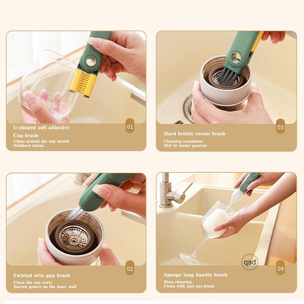 5 In 1 Cup Cleaning Brush Long Handle Sponge Baby Bottle