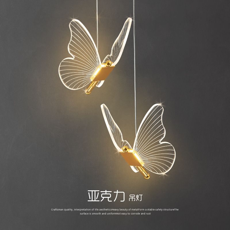 Butterfly Bedside Chandelier Long Line Modern Minimalist