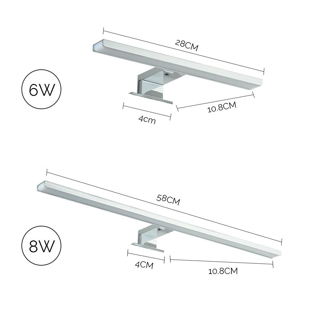 LED Mirror Light Bathroom Cabinet Lights 6000K Make-up Mirror Light Vanity Lighting Wall Lamps IP44