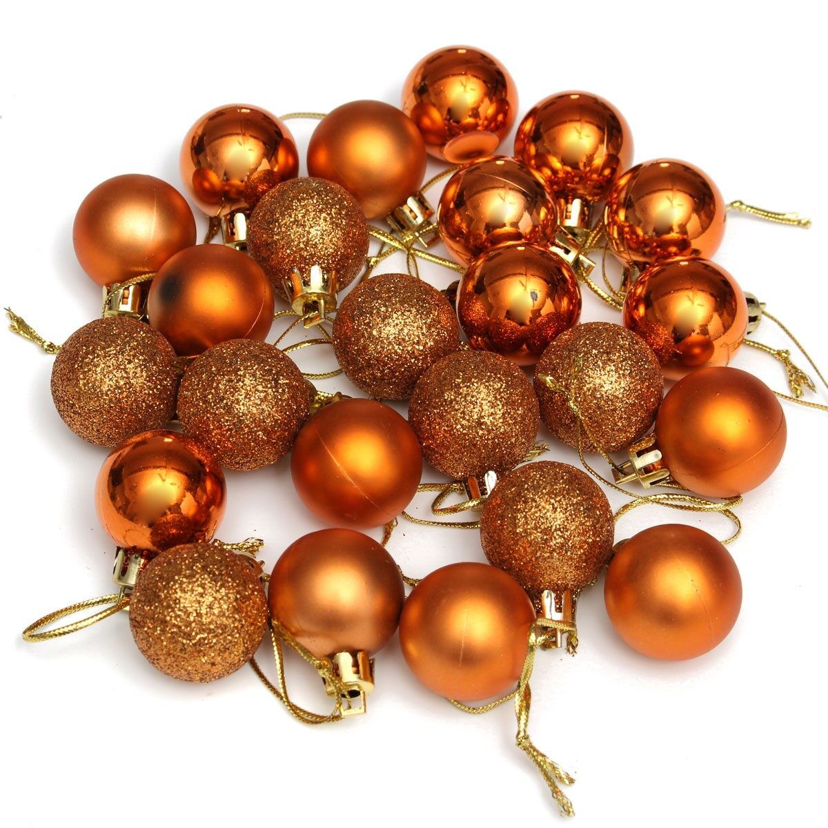 24Pcs Glitter Christmas Balls Baubles Xmas Tree Hanging Ornament Christmas Decor Brown Brown