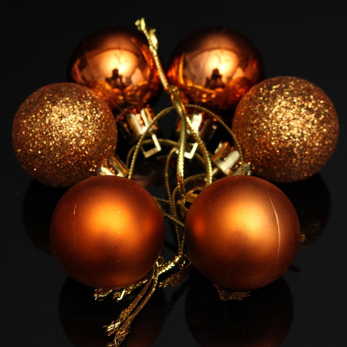 24Pcs Glitter Christmas Balls Baubles Xmas Tree Hanging Ornament Christmas Decor Brown Brown