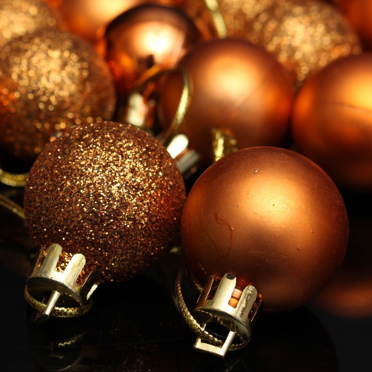 24Pcs Glitter Christmas Balls Baubles Xmas Tree Hanging Ornament Christmas Decor Brown Brown