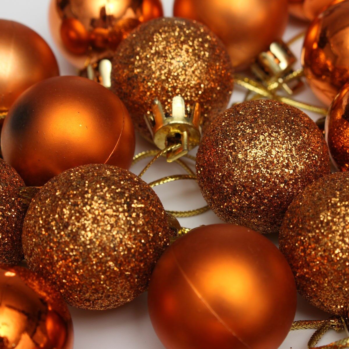 24Pcs Glitter Christmas Balls Baubles Xmas Tree Hanging Ornament Christmas Decor Brown Brown