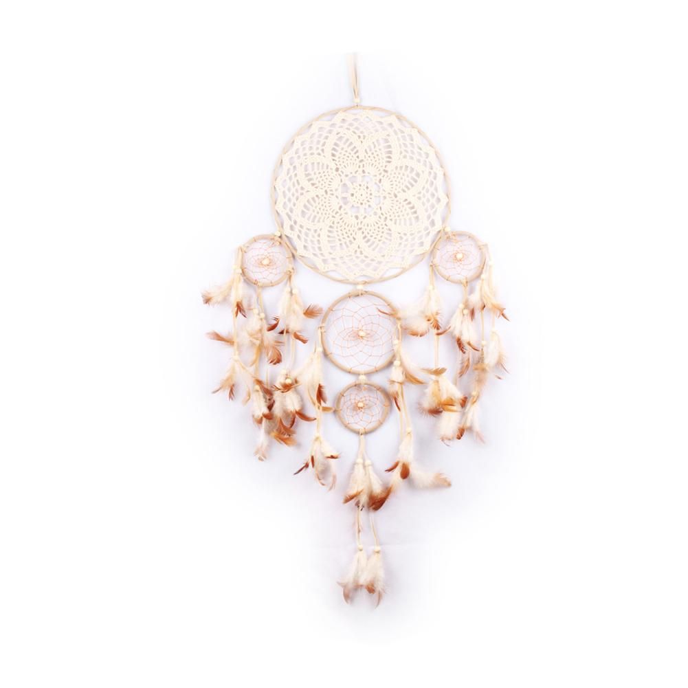 5 Rings Feather Dream Catcher Home Wall Hanging Decoration Ornament Craft Gift