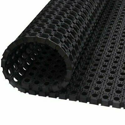 Black Rubber Hollow Bath-Mat