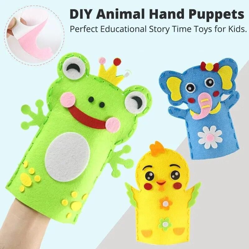 5Pcs Animal Hand Puppets Perfect Educational Story Time Toys for Kids Family Game Diy Non-woven Handmade Crafts Materials