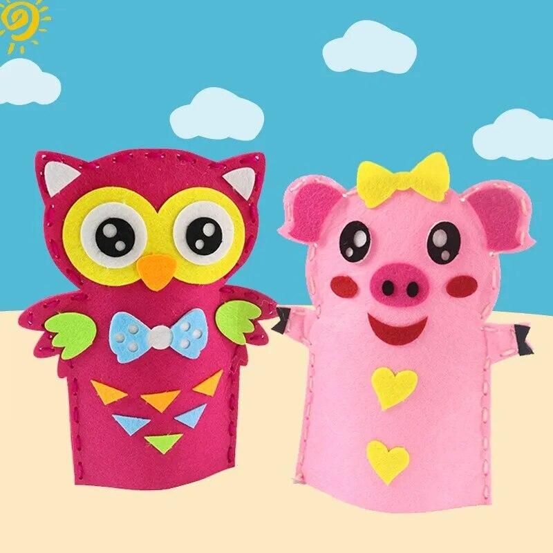 5Pcs Animal Hand Puppets Perfect Educational Story Time Toys for Kids Family Game Diy Non-woven Handmade Crafts Materials