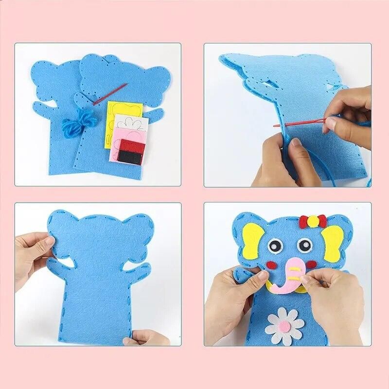 5Pcs Animal Hand Puppets Perfect Educational Story Time Toys for Kids Family Game Diy Non-woven Handmade Crafts Materials