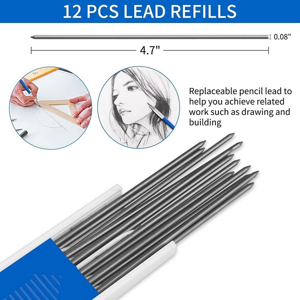 Welders Pencil with 6Pcs Round Refills, 2.0 mm Mechanical Pencil Marker for Pipe Fitter Welder Construction Woodworking