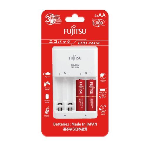 Rechargeable Battery Charger For AA & AAA - With 2 Batteries