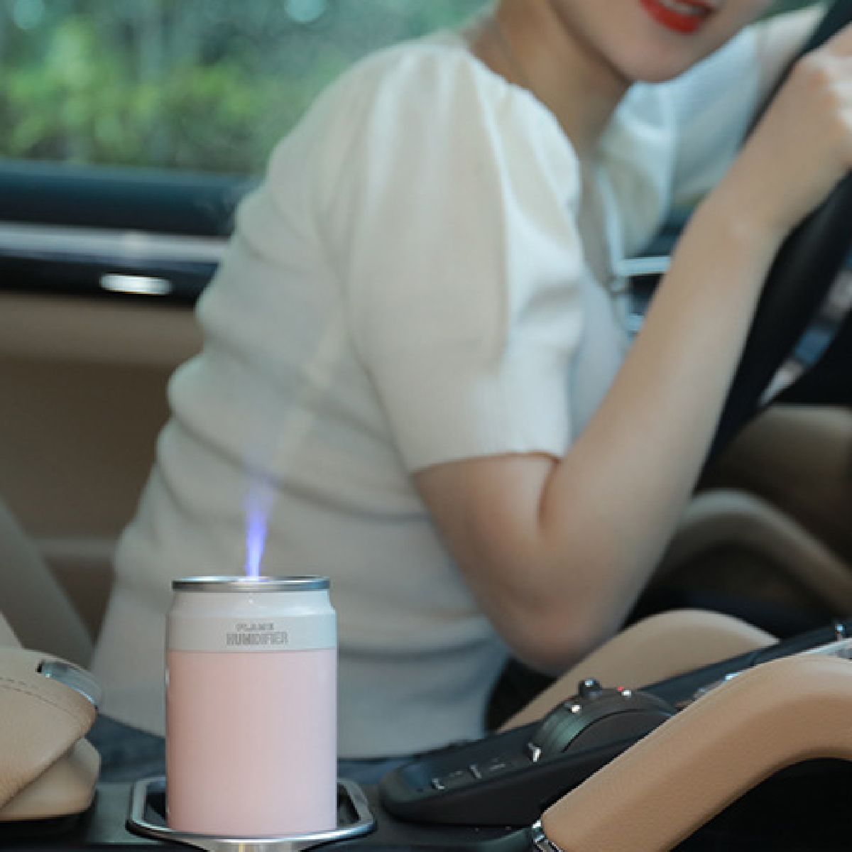 Mini Car Humidifier Automatic Power-off LED USB-Pink