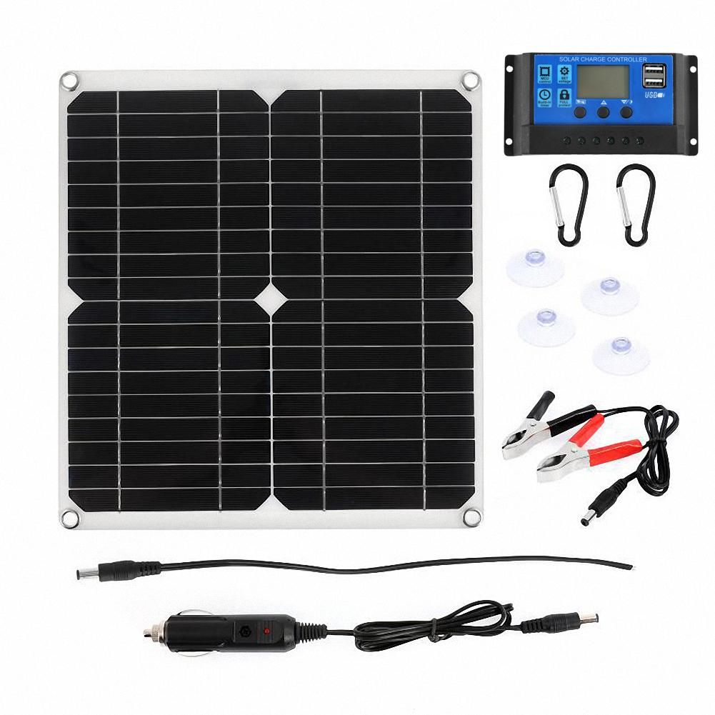 20W 18V Solar Cell Charging Panel with 50A Controller Outdoor Portable Monocrystalline Silicon Solar Charger Module