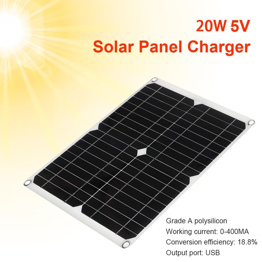 20W 18V Solar Cell Charging Panel with 50A Controller Outdoor Portable Monocrystalline Silicon Solar Charger Module