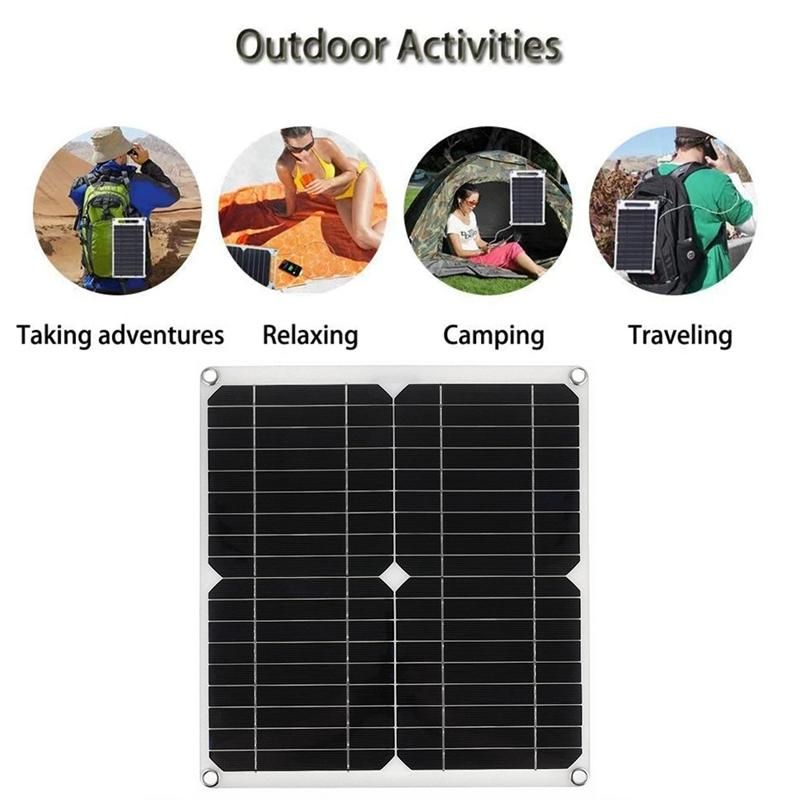 20W 18V Solar Cell Charging Panel with 50A Controller Outdoor Portable Monocrystalline Silicon Solar Charger Module